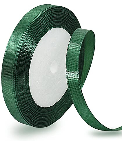 Satinband Dunkelgrün 10mm, 22 Meters Dekoration Geschenkband breit Schleifenband, Stoffband für Hochzeit, Taufe und Geburtstag Geschenke