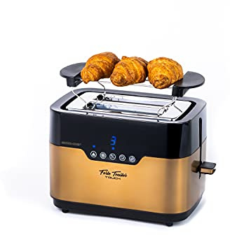 ECODE® Grille Pain, Pour 2 Tranches, Contrôle Tactile, 2 Feintes Larges, 7 Niveaux de Brunissage Rapide, Décongèle & Réchauffe Viennoiserie, Ramasse Miettes, Support à Petits Pains, FORTE TOUCH.