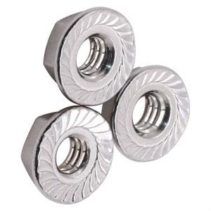 Glvaner M8-1.25 Thread Size (25 pcs) Stainless Steel Serrated Flange Hex Locknuts Nuts 304 Stainless Steel 18-8 Full Thread Coarse Thread UNC, DIN6923