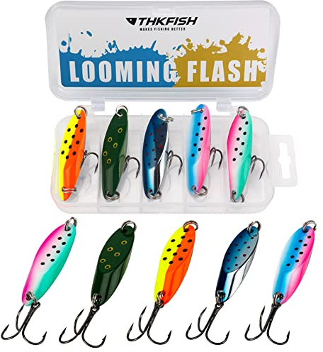 THKFISH Señuelos de Pesca Cucharas de Pesca Juego de Señuelos de Trucha Señuelos de Lucio para Perca Señuelos Pesca Mar Estilo A, 3.5g-5piezas