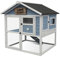 Dehner Nagerheim Happy Home Castel, Hasenstall mit Freigehege, 108 x 106 x 103 cm, Tannenholz, hellblau