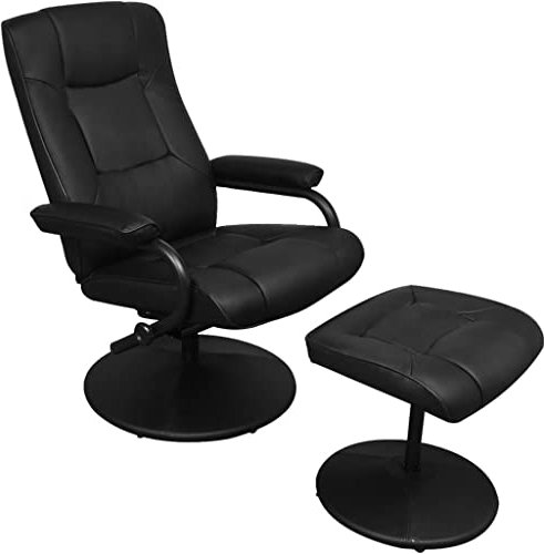 YITHOPI Polstersessel Relaxsessel Verstellbare Rückenlehne TV-Sessel mit Fußhocker Schwarz Kunstleder,Ideal für die kommerzielle und Private Nutzung 66.5 x 110 x 85 cm (L x B x H)