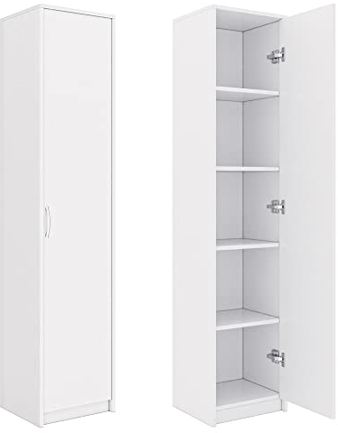 Home Collective Armoire Polyvalente Blanc 40 cm Largeur 180 cm Hauteur avec Quatre étagères classeur étroit Organisateur Armoire en Bois MDF
