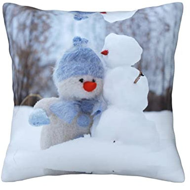 ASEELO Niedlicher Schneemann-Kissen, 45,7 x 45,7 cm, für Wohnzimmer, Schlafzimmer, Sofa, Couch, Outdoor-Kissenbezüge