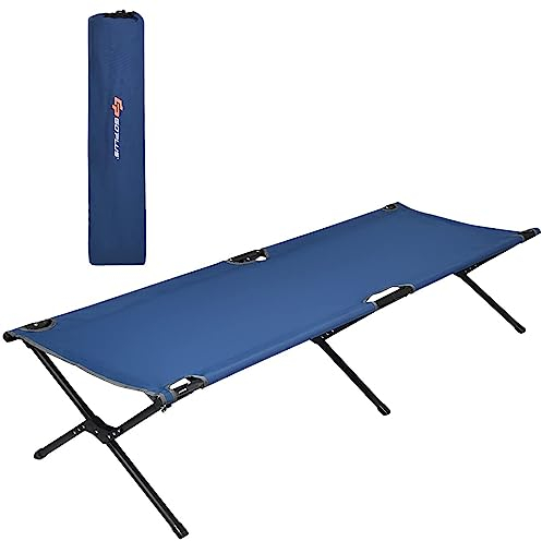 COSTWAY Feldbett Campingbett Metallrahmen faltbar, Militär Klappbett Einzelbett Liege Bett Campingliege für Camping Reisen 190 x 67 x 42 cm (Blau)