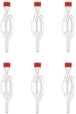 FUYTERY 6 PCS Airlocks for Fermenting Air Lock for Wine Making One-Way Bubble Fermentation Valve with Lid for Brewing Wine Making Sauerkraut Kimchi
