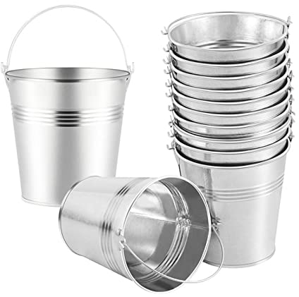 Pimex ice bucket, ice bucket gift 12pcs Metal Ice Bucket Mini Cold Drink Ice Bucket With Handle Beverage Chiller Champagne Ice Buckets For Beer Bar wine buckets for parties