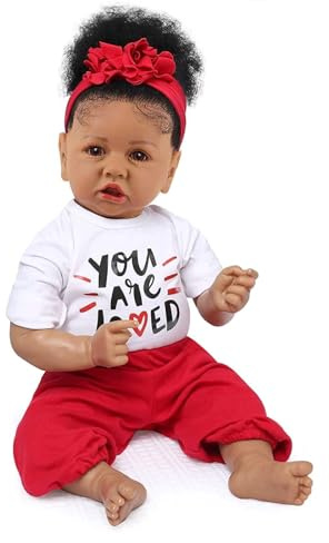 KSBD Realistic Reborn Baby Doll Black Girl – 20 Inch Lifelike Real Life African American Newborn Doll with Soft Body Gift Set for Kids Age 3+