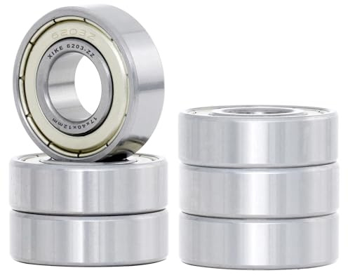 XiKe 6x Kugellager 6203ZZ 17x40x12mm, 100Cr6 Stahl & Metall-Dichtung Beidseitig, 6203-2Z Hochgeschwindigkeits-Rillenkugellager.