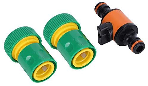 shenruifa 3PCS Set American Type On Off Ball Valve Garden Hose Quick Connectors Hose Repair Kit (1 ball valve + 2 six-point quick two-way nipple)