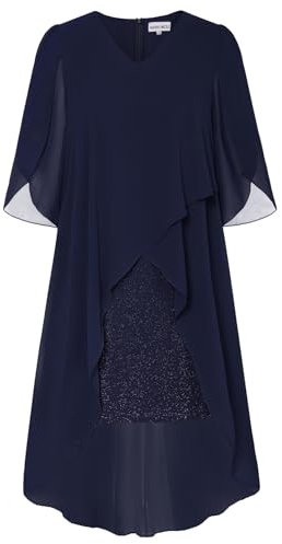 Hanna Nikole Schöne Ballkleider Damen Elegante Bleistift Kleider für Hochzeit Dunkelblau L