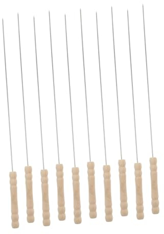 CAXUSD Lot De 10 Brochettes De Barbecue En Acier Inoxydable Pour Grillades Extérieures, Brochettes à Rôtir Solide, Résistantes à Haute Température, Adaptées Pour Viande Et Légumes