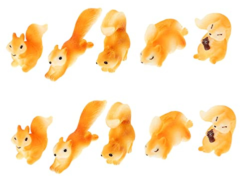 Gogogmee 10stücke Skulpturen Teiliges Harz Eichhörnchen Ornament Für Garten Balkon Und Innenräume Langlebiges Deko-Accessoire Für Miniatur-landschaften Und Tischdekoration Charmante