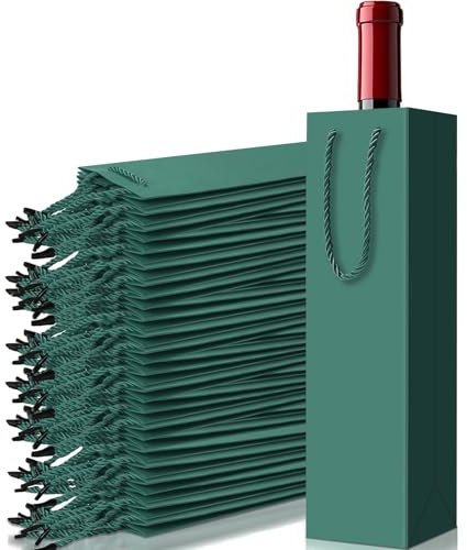 Flaschentüten Wein Grün, Geschenktasche für 12 Flaschen Wein, 9.5x35x9cm Flaschen Verpackung Geschenk, Tüten für Verpacken, Weinflaschenbeutel mit Griff für Weihnachtstag Party geschenktüten Flaschen
