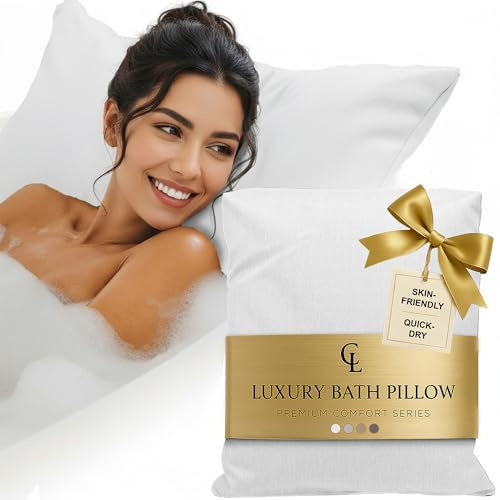 Coussin Baignoire Adulte, épais et Confortable, pour Le Soutien de la tête, du Cou et du Dos. Coussin de Baignoire Lavable, séchage Rapide, idéal pour Bain Relaxant à la Maison - Blanc