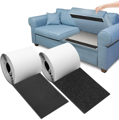 10cm x 150cm Non-Slip Couch Cushion Pad, Rolled Sofa Hook and Loop Tape with Strong Adhesive for Smooth Surfaces, Nylon Pads to Keep Couch Cushions From Sliding (10cm x 1.5m)