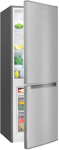 Bomann® Kühlschrank mit Gefrierfach | Energieklasse C | 143cm | Kühl Gefrierkombination leise 40 dB | 3 Ablagen & 2 Schubladen | Türanschlag wechselbar | 173L Kühlgefrierkombi | KG 7359 inox
