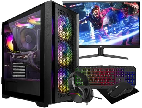 Computek Gaming PC • 22 Monitor • Intel Core i7 • GTX 1650 4GB Graphic Card • 16GB Ram • 256GB SSD + 1TB HDD • 500W 80+ PSU • Black RGB Gaming Case with 10 Fans • WIFI • Windows 11