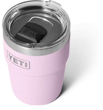 YETI Rambler 16 oz (473 ml) Stackable Cup mit abnehmbarem MagSlider‑Deckel, Edelstahl‑Thermobecher, Vakuumisoliert – Cherry Blossom