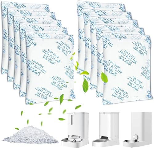 Funmo Sachets déshydratants non tissés, 25 g x 10 pièces, absorbeurs d'humidité, gel de silice pour aliments pour chats et chiens, rangement de vêtements et