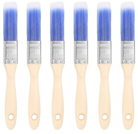 QUARKZMAN 6 Stück Pinsel 1 Flachpinsel und Chip-Pinsel mit Holzgriff für DIY Malerei Flachkunst Möbel Zäune Deckenwandverkleidung, Blau