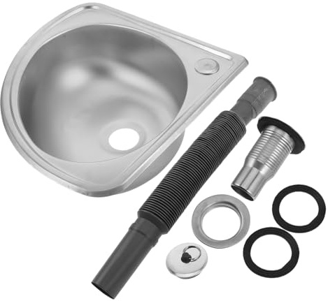 YOSADIER Évier Simple en Acier Inoxydable Angle 1 Bac 43x43 Cm Lavabo pour Camping-Car Multifonctionnel Compact Maison Printemps Été