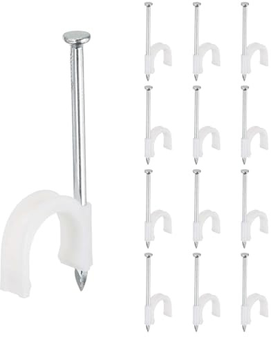 PATIKIL Half Clamp J-Hook with Nail 3/4 / 20mm, 140Pcs Pex Pipe Fixture Cable Clip Wire Wall Support Holder for Tubing CPVC Copper Pipe Fixing Connection, White, 65mm Long Nail
