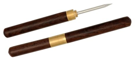 Uqezagpa Leather Punching Awl Tool with Wood Handle Protective Lid Leather Punching Awl Tool for Leather Sewing Crafting