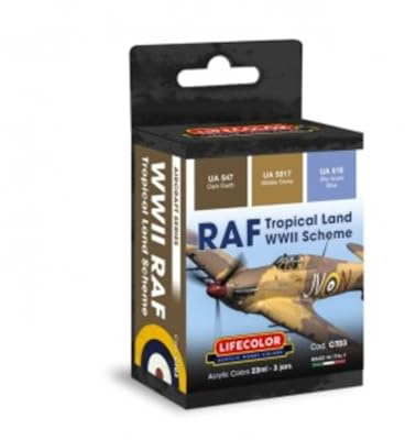 LIFECOLOR - Set Of Paints Raf Tropical Land Wwii Scheme |lifecolor|ct03| 3x22ml Model Tank Promo