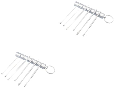 Ipetboom 2 Set Örondräkt Öronrengörare Öronsked Öronskopa Öronvaxplockare Rostfritt Stål Öronvaxborttagare Avtagbar Sked Öronvaxrengörare Spiralverktyg