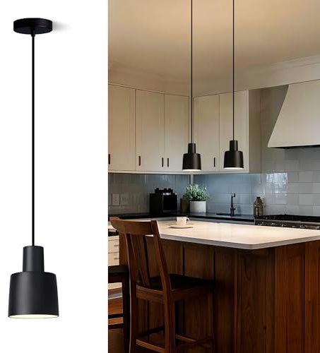 Aisilan LED Pendelleuchte Schwarz Dimmbar Pendellampe Höhenverstellbar 9W COB CRI97 Flicker-Free 3000K Hängeleuchte Aluminium für Küche Esstisch Schlafzimmer