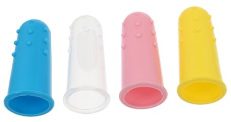 FRCOLOR 4pièces Brosse Doigt Silicone Souple Pour Nourrissons Et Tout-petits Brosse Soins Bucco-dentaires Pour Nettoyer Gencives Et Masser Adaptée Aux Doigts Adultes Et Garçon Fille Réutil