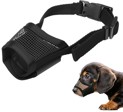 Dog Muzzle Soft Mesh Muzzles for Small Medium Large Dogs with Velcro Straps Husky Labrador Breathable Pet Mask Dogs Training for Anti-Barking Biting Licking Chewing Panting Drinking (S Black)