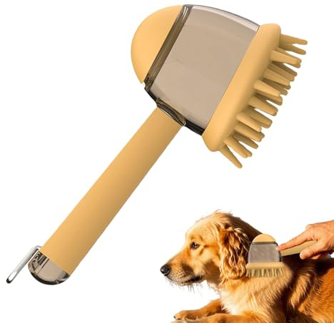 Rechory Pet Bath Brush - Cat Bath Scrubber with Shampoo Dispenser | Deep Cleaning Massage Scrubber Pet Accessories for Grooming Bathing Washing Cleaning