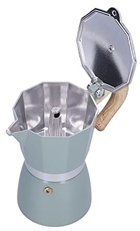 Stove Top Coffee Maker, 300ML Coffee Pot Stovetop Maker Percolator Stainless Steel Pot for Gas Stove Electrothermal Furnace (Lake blue green)