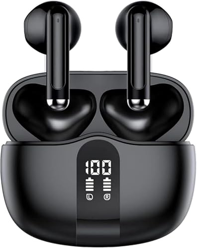 Auriculares Inalámbricos Bluetooth 5.3 – Sonido HD con Graves Profundos, 4 Micrófonos con Cancelación de Ruido, 56h de Autonomía, IP7 Resistentes al Agua, Carga Rápida USB-C y Ajuste Ergonómico.