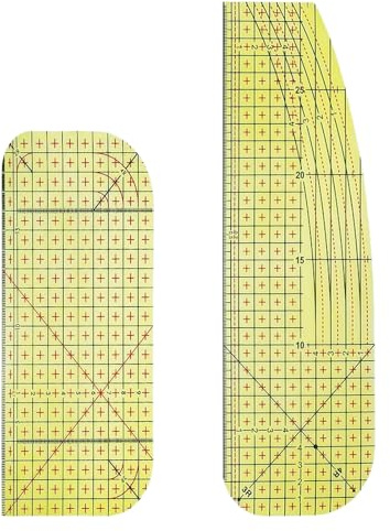 CHAOTEMAI 2 Piezas Regla de Planchado con Escala de ángulo R Línea de ángulo y Línea Recta Reglas de Costura Patronaje Regla Patchwork Dos Tamaños para Dibujar Cortar Medir Coser Patchwork