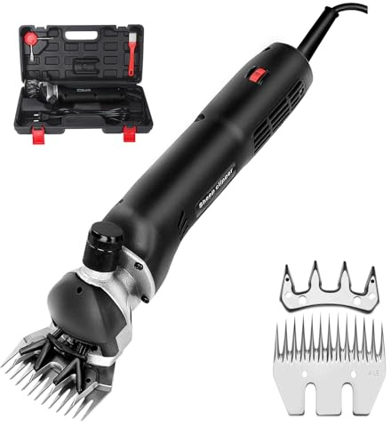 Sinbide 690 W får, elektrisk gräsklippare, 6 justerbara hastigheter, kraftfull motor, professionell klippmaskin för djurgräsklippare, getull (svart)
