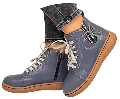 Generisch Zipper Bottines de cowboy pour femme, bottines d'hiver, bottines traditionnelles, bottes de loisirs, bottines d'automne, hiver, dirndl, bottines mi-saison, O bleu., 42 EU