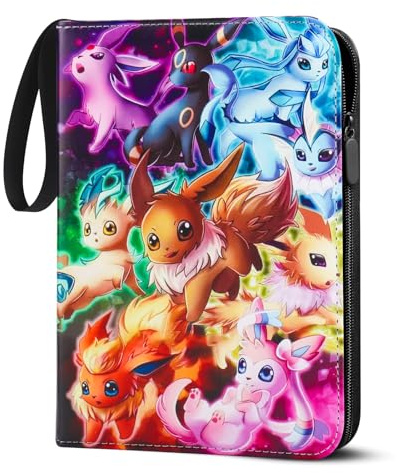 LYAILOOGXL Sammelalbum für Pokémon 400 Karten: 50 Doppelseitige Hüllen (4 Fächer/Seite) - Wasserdichtes PU-Leder - PVC-frei & kompatibel mit Scarlet & Violet, Sword & Shield - Für Kinder ab 6 Jahren