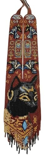 LKBEADS Collier de perles de rocaille ukrainiennes Bastet Cat Gerdan, bijou traditionnel multicolore fait main |LK_UKRN_0476