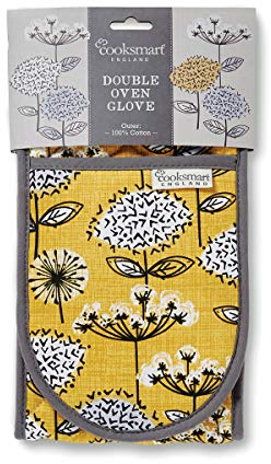 Cooksmart Double Oven Gloves Heat Resistant | British Designed Heat Resistant Oven Gloves | Modern Oven Mitt & Potholder for Home Cooking | Heat Protection Kitchen Oven Gloves - Retro Meadow