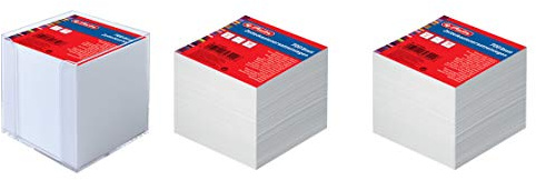 Herlitz Zettelkasten 9x9x9cm mit 700 Blatt weiß gefüllt (Transparent, Zettelkasten + 2 Ersatzzettelblöcke)