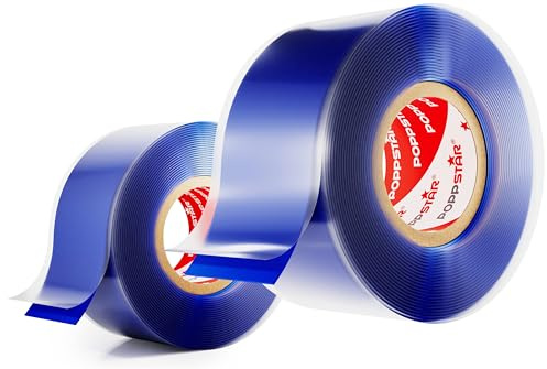 Poppstar självförseglande silikontejp, 3m x 25mm, isoleringstejp och tätningstejp (vatten, luft), blå, 2 rullar