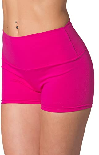 Alkato Pantaloncini Corti Hotpants a Vita Alta da Donna, Rosa, 44