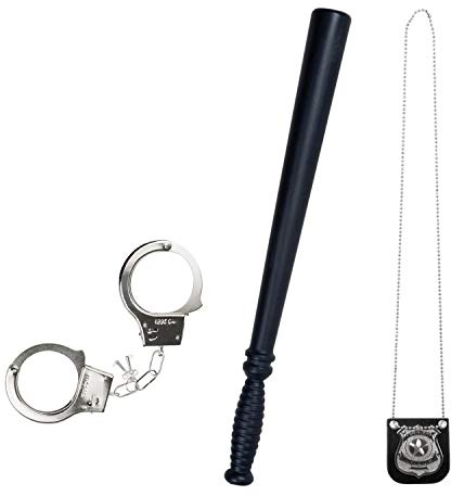 Wilhelm Sell® 3-teiliges Kostüm Zubehör Set Polizei - ideales Outfit & Accessoire für Fasching, Karneval, Halloween, Geburtstag, Motto-Partys und Fastnacht (03-teilig - Polizei-Set 3)