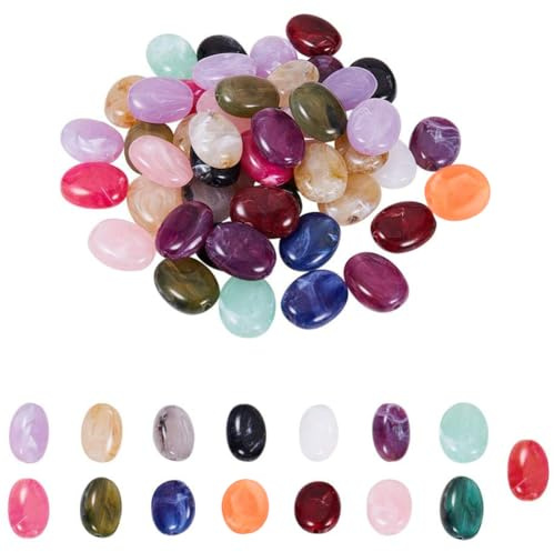 PandaHall 150pcs 15 Farben Oval Imitation Edelstein Spacer Perlen Acryl Perlen Lose Perlen für Halskette Ohrringe Armband Anhänger Schmuckherstellung
