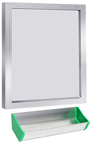 Siebdruck-Kits, Aluminium-Siebdruckrahmen mit 43T/110 (25 x 35 cm) + Scoop Coater Emulsion Scoop Coater (20,4 cm)