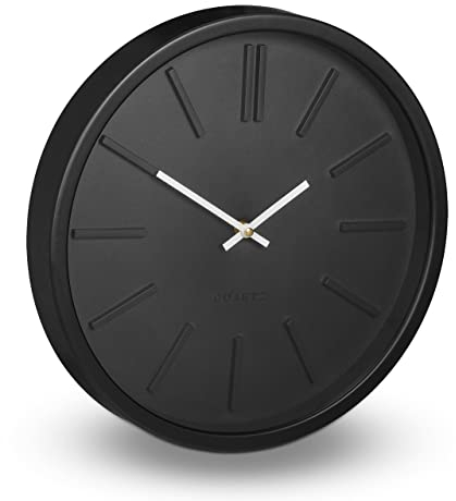 Relaxdays Wanduhr, ohne Sekundenzeiger, modern, analog, Uhr für Küche, Wohnzimmer, Arbeitszimmer, rund, Ø 35 cm, schwarz