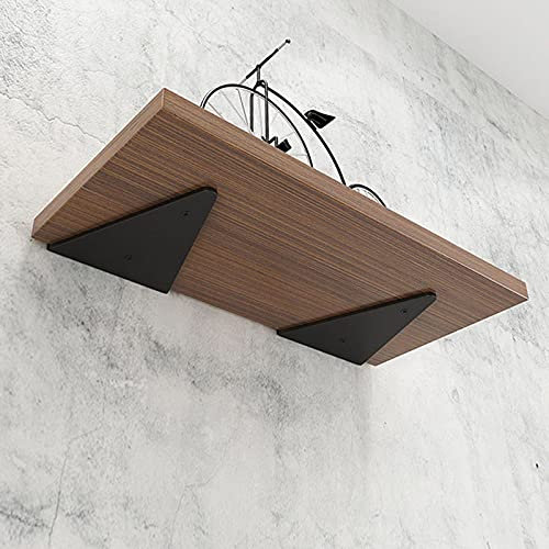 2stuck verdeckte Regalwinkel,Metallregalhalter an der Wand,Regal Unterstützung für dekorative,platzsparende Regalkonsole,Regalträger schwarz/weiß,Regalhalterung mit Schrauben,Black-8×10cm/3.1×3.9in